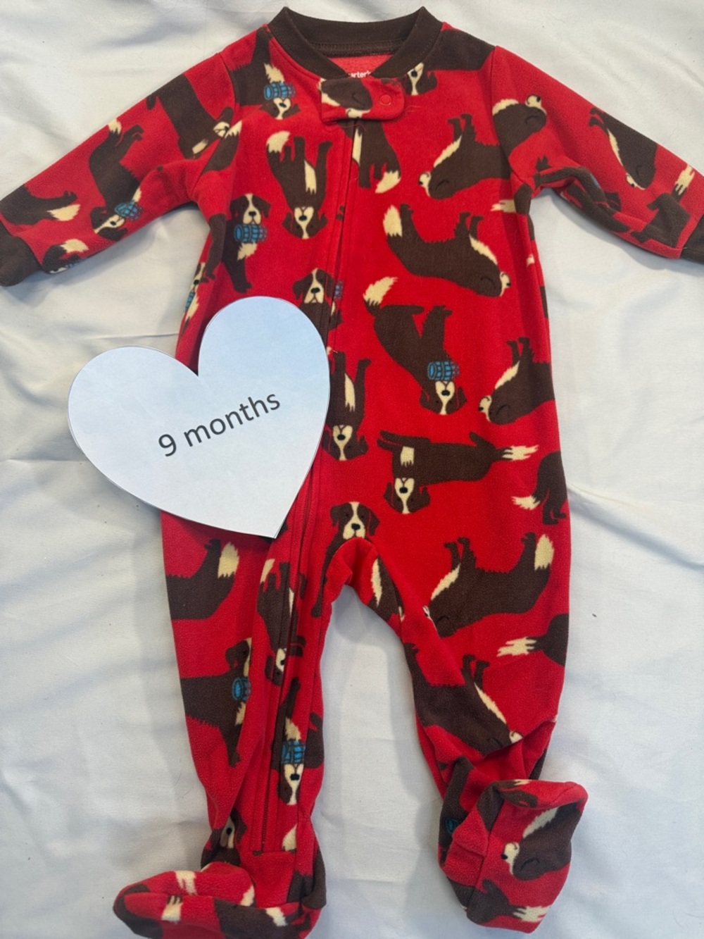 Carter's - footed fleece baby sleeper. Size 9 months